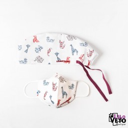 Pack Calot/Masque Origami Blanc