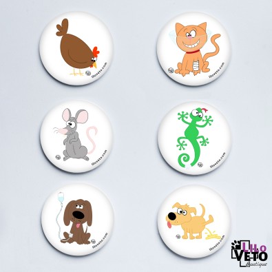 LOT 6 MAGNETS PETITS ANIMAUX NAC