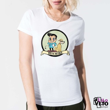 T-SHIRT BLANC VETO RETRO