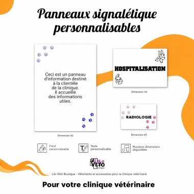 Signalétique de clinique vétérinaire personnalisable — jusqu'à 16 panneaux